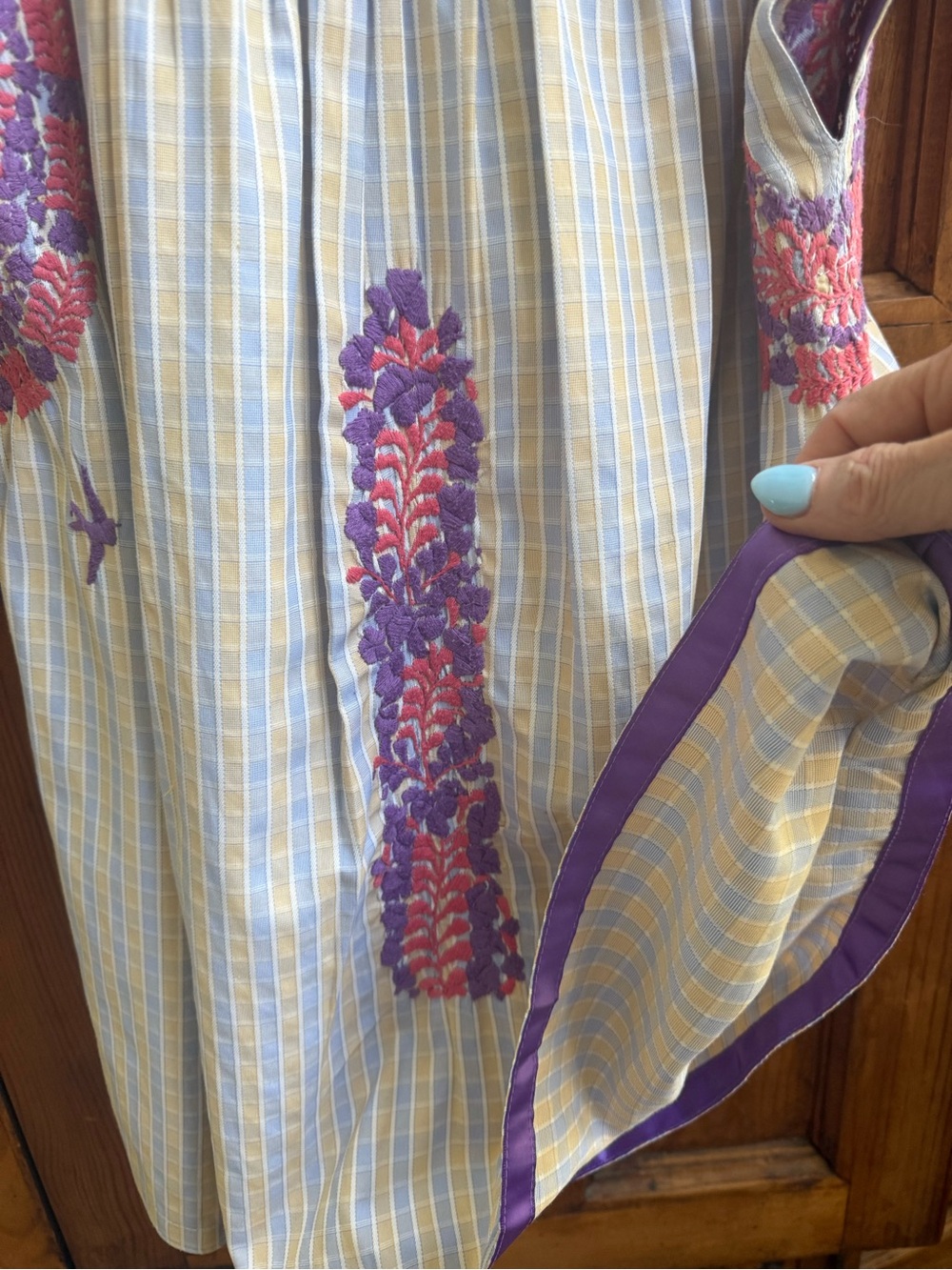 Mi Golondrina rare striped hand embroidered top sz L - Picture 6 of 7